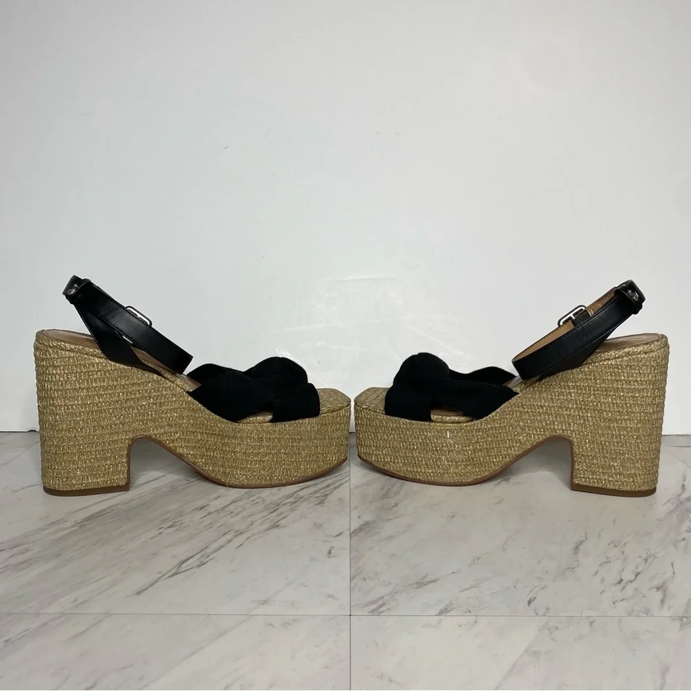 Sam Edelman Theresa Espadrille Platform Square Toe Heeled Sandal 9 1/2 M
